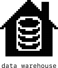 An icon representing a data warehouse
