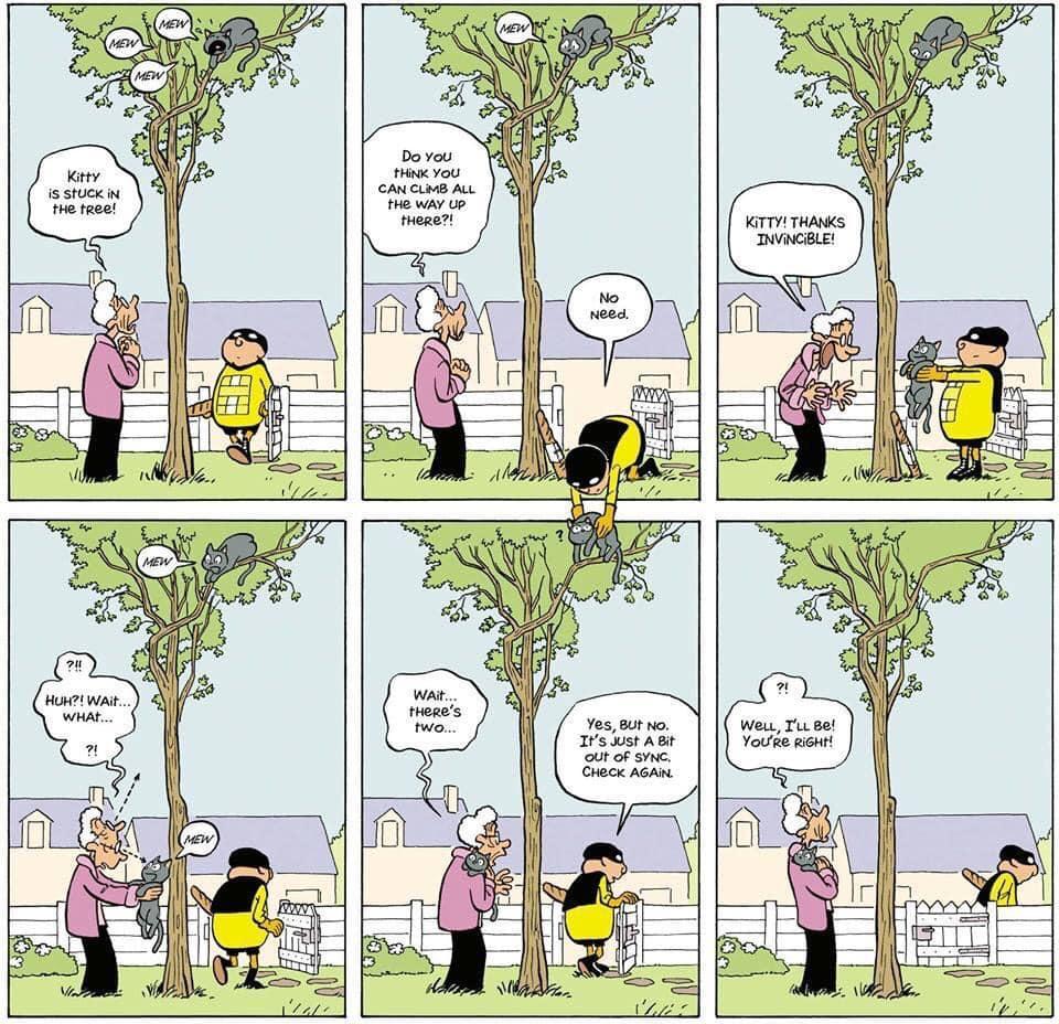 Original cartoon from Pascal Jousselin's Mister Invincible
https://www.magnetic-press.com/mr-invincible/
