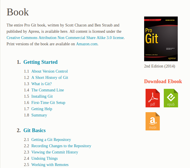 Pro Git book web page